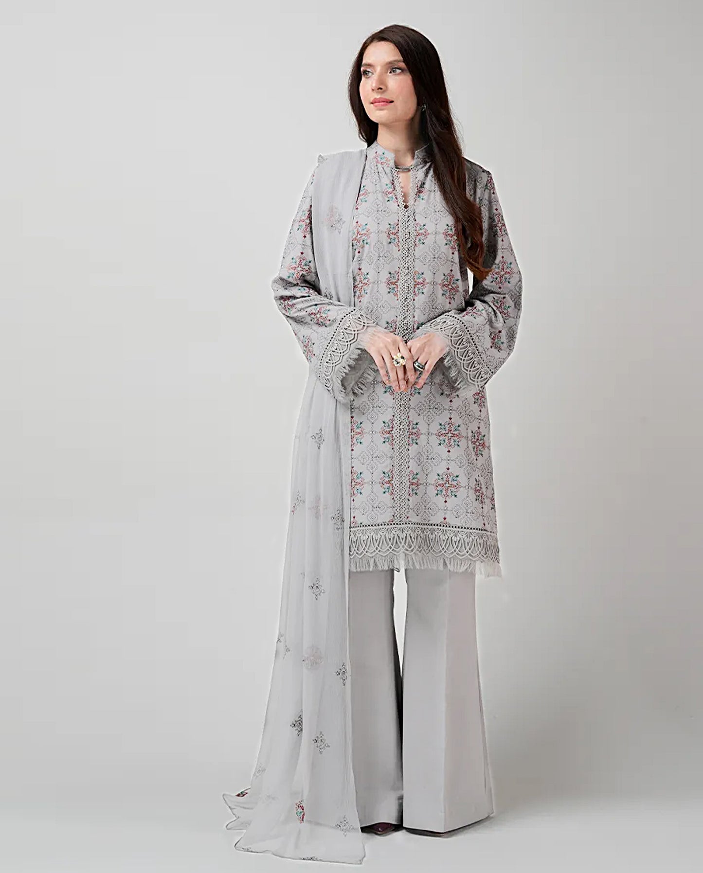 Bareeze AK-3045 | 3Pc Luxury Embroidered Lawn Suit