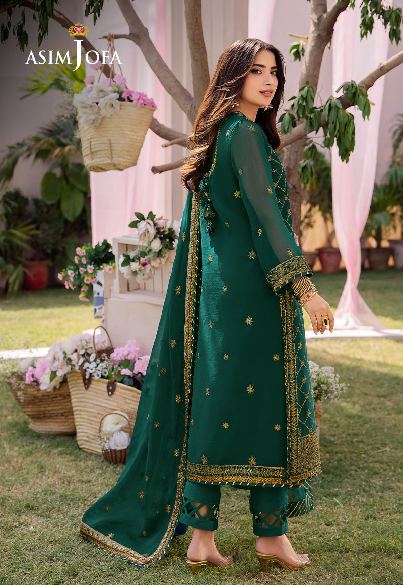 Asim Jofa AK-3037 - Emerald Green Embroidered Lawn Suit