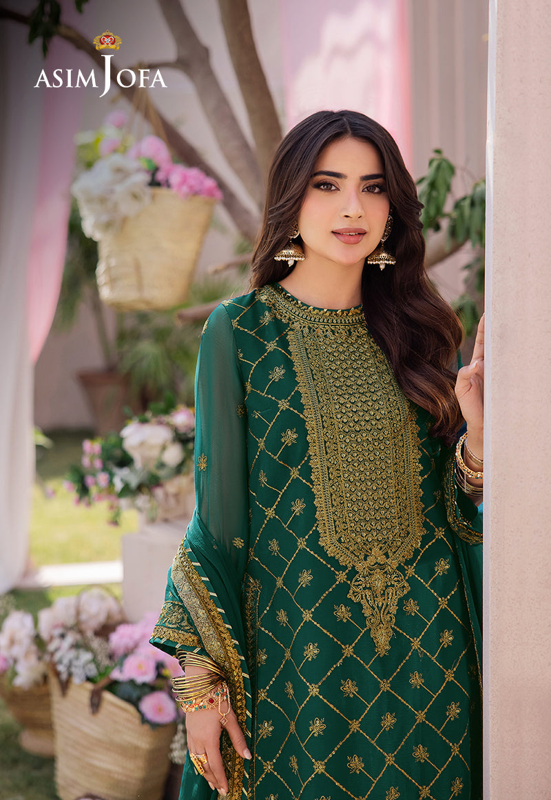 Asim Jofa AK-3037 - Emerald Green Embroidered Lawn Suit