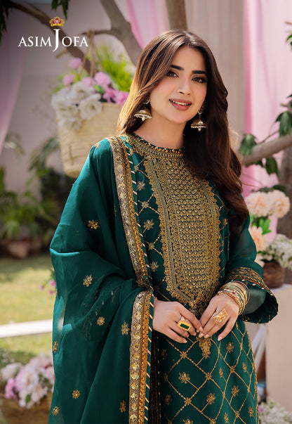 Asim Jofa AK-3037 - Emerald Green Embroidered Lawn Suit