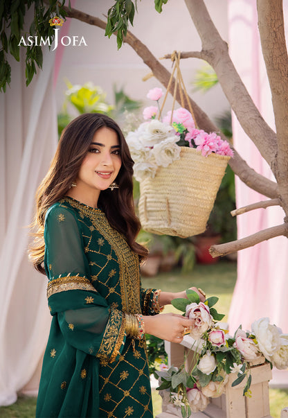 Asim Jofa AK-3037 - Emerald Green Embroidered Lawn Suit